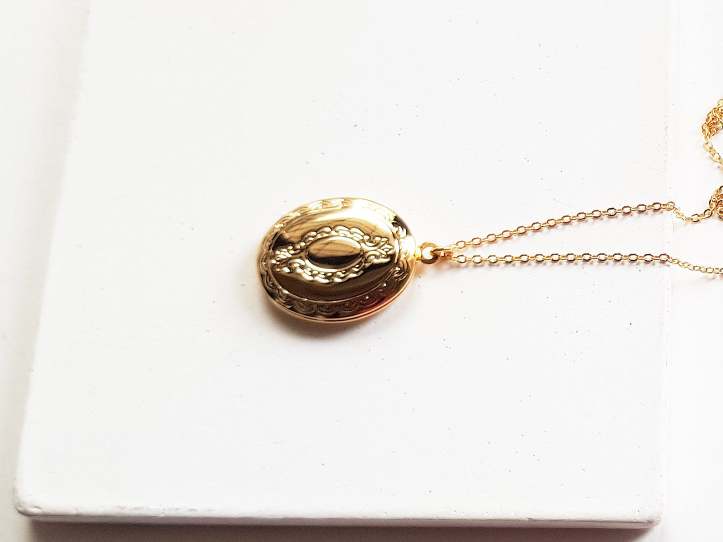 Gold Oval Locket Necklace
