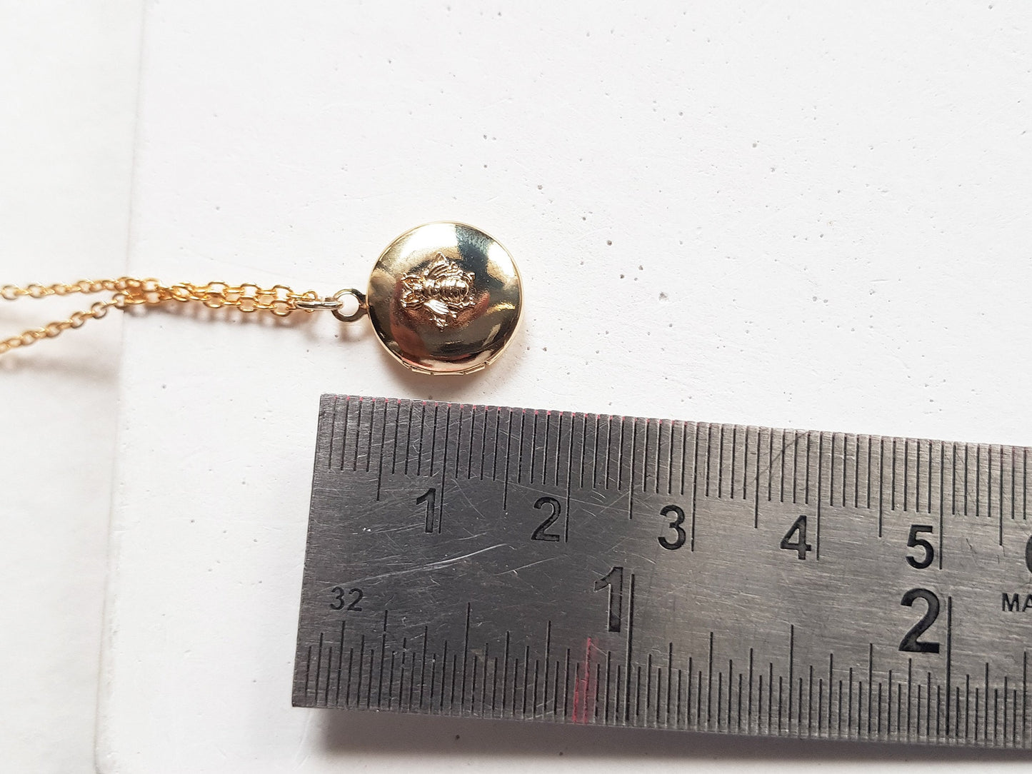 Dainty Gold Bee Locket Necklace - Personalized Keepsake