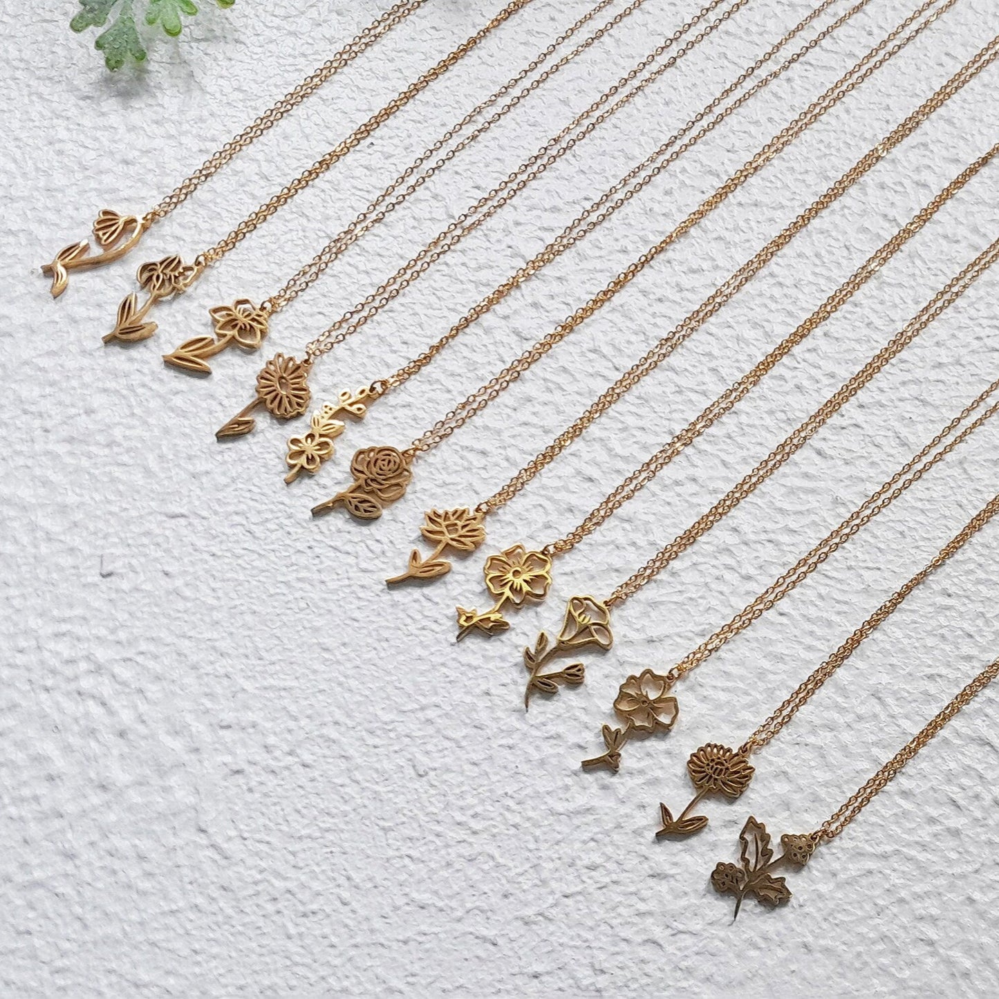 Birth flower necklace, birth month jewelry,