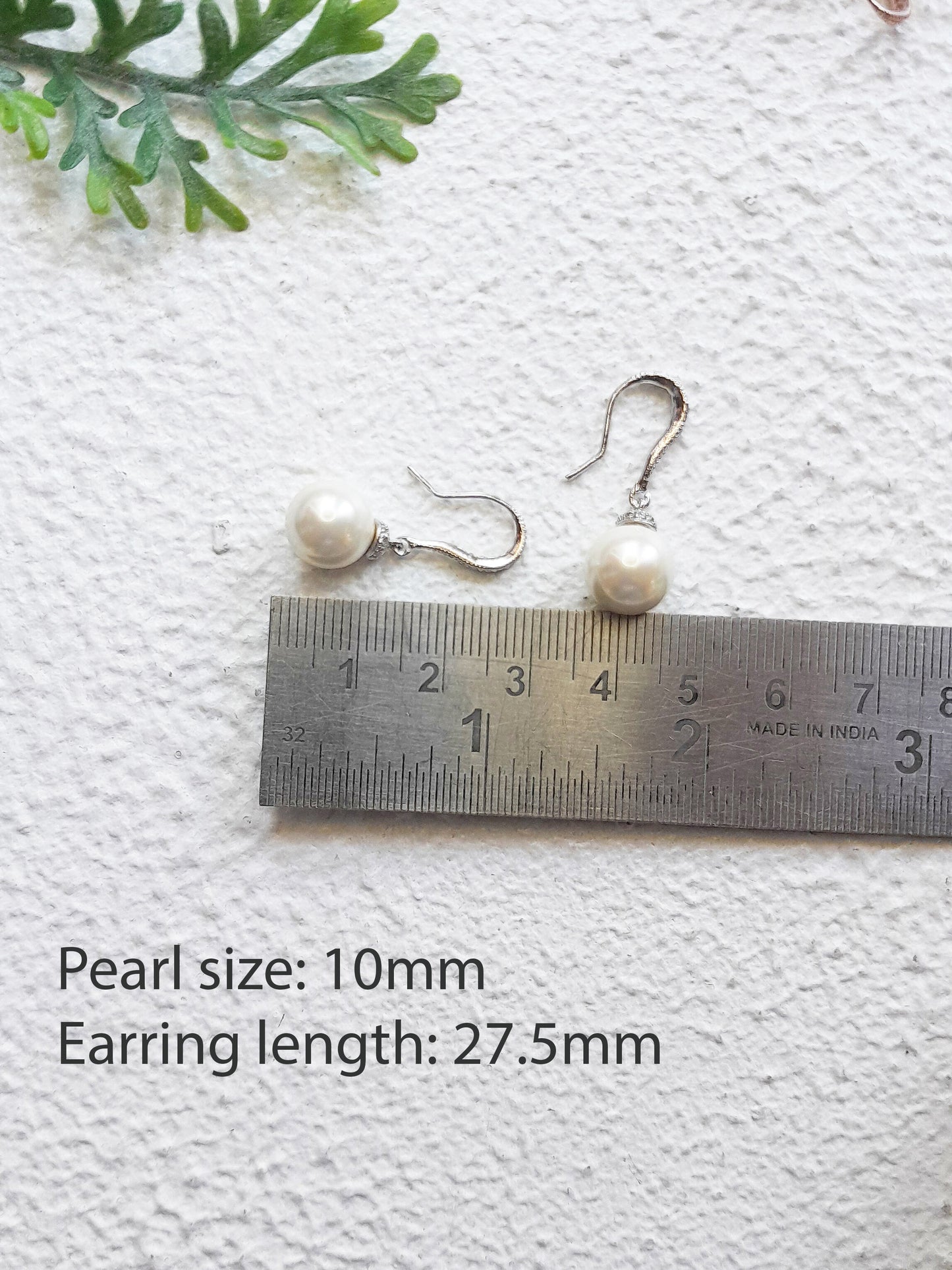 Pearl Drop Bridal Earrings CZ Hook
