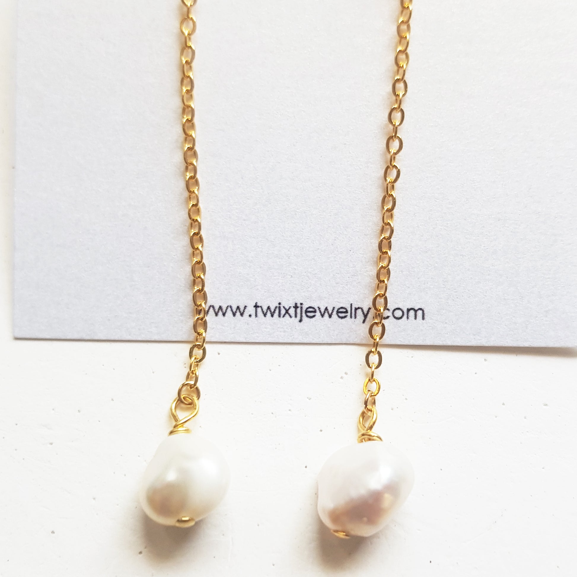 Long pearl earrings wedding - freshwater pearl dangle