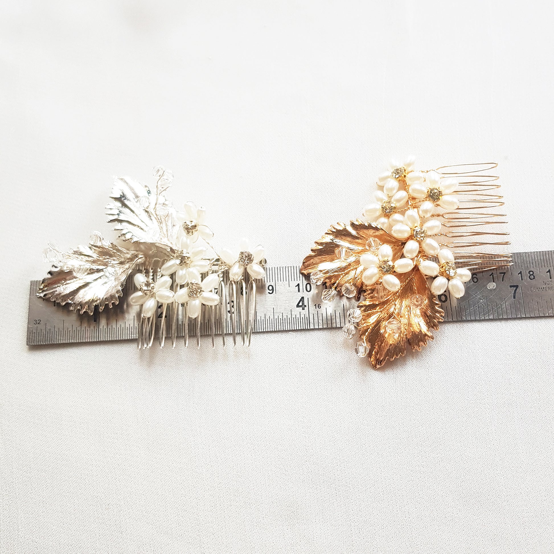 Leaf and pearl bridal hair comb, floral pearl hair accessories