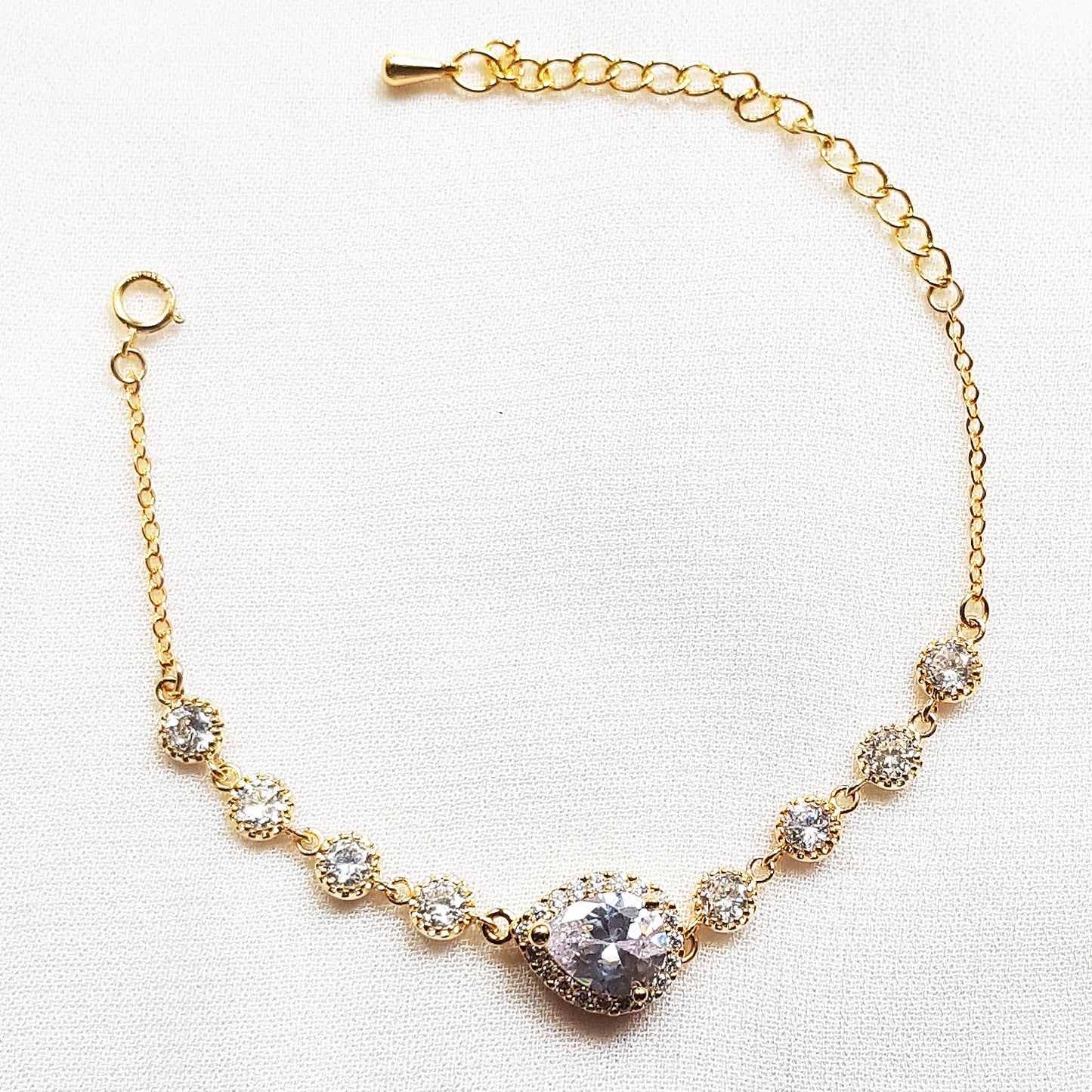 Gold teardrop crystal bridal earrings, bridal jewelry set