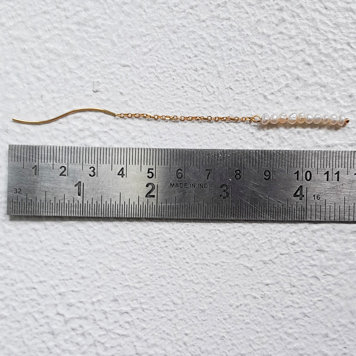 Tiny Pearl Threader Earrings - Waterproof Gold