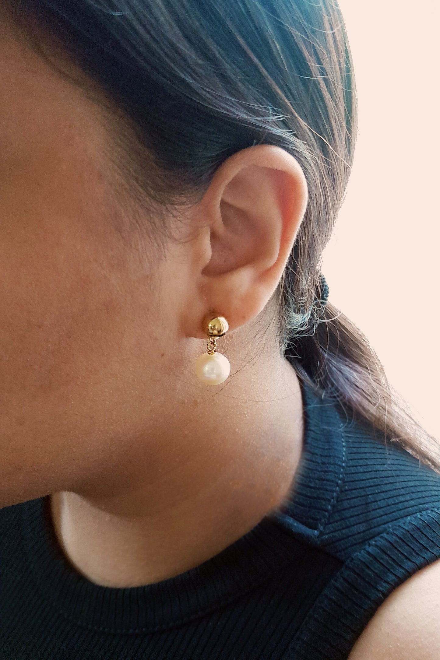 Simple pearl bridal earrings, Pearl Stud Earrings