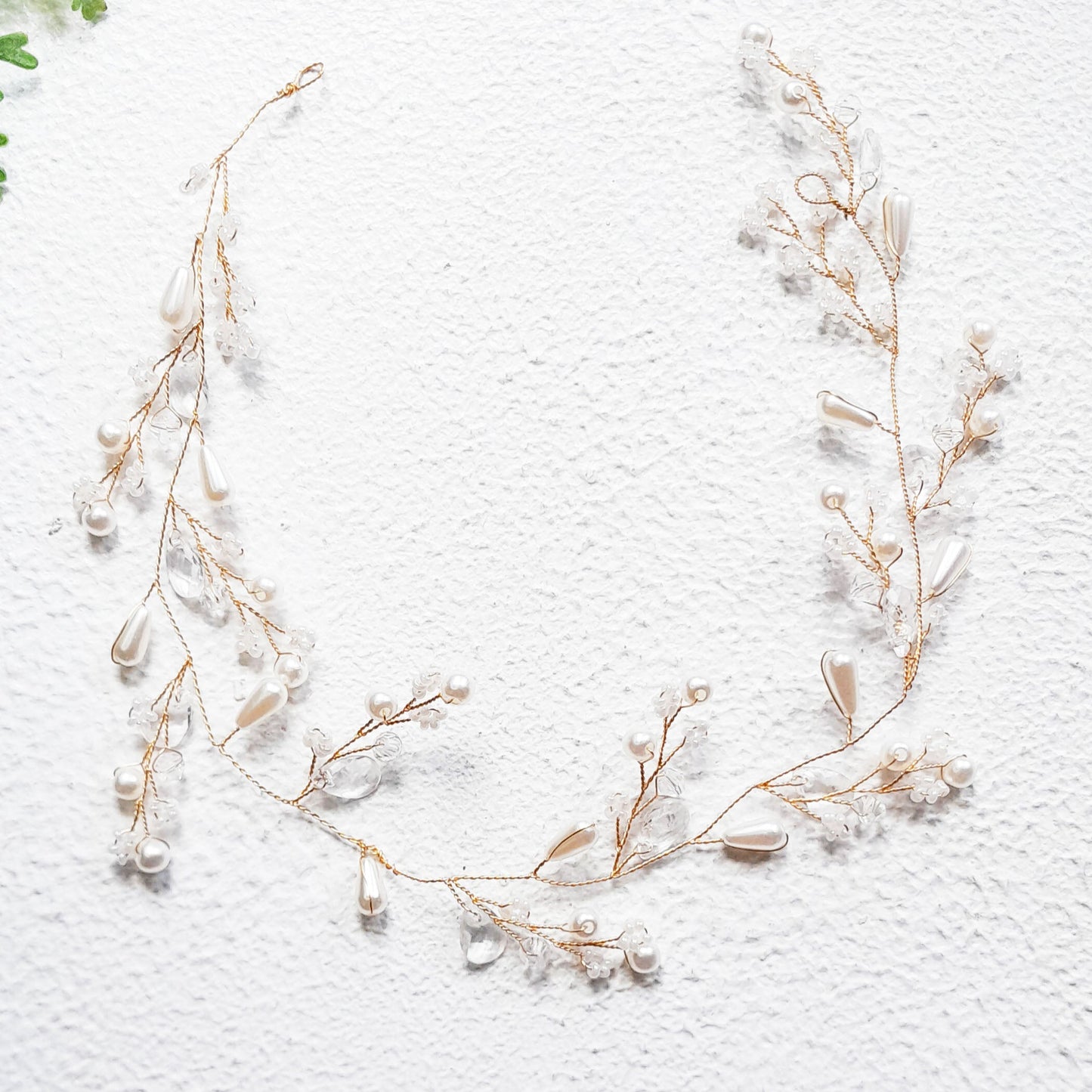 Gold Crystal Pearl Hair Vine | Bridal