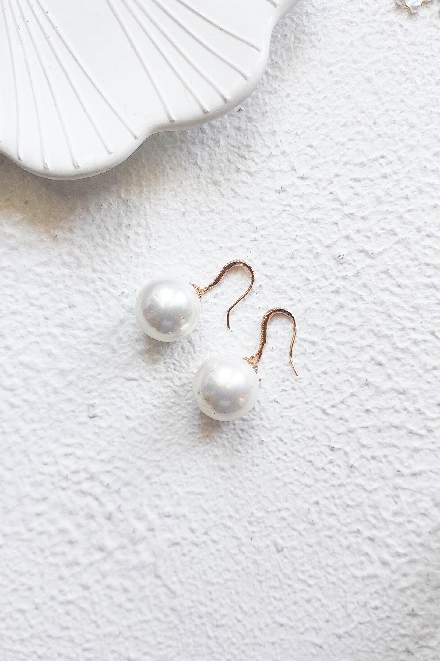 Pearl Drop Bridal Earrings CZ Hook