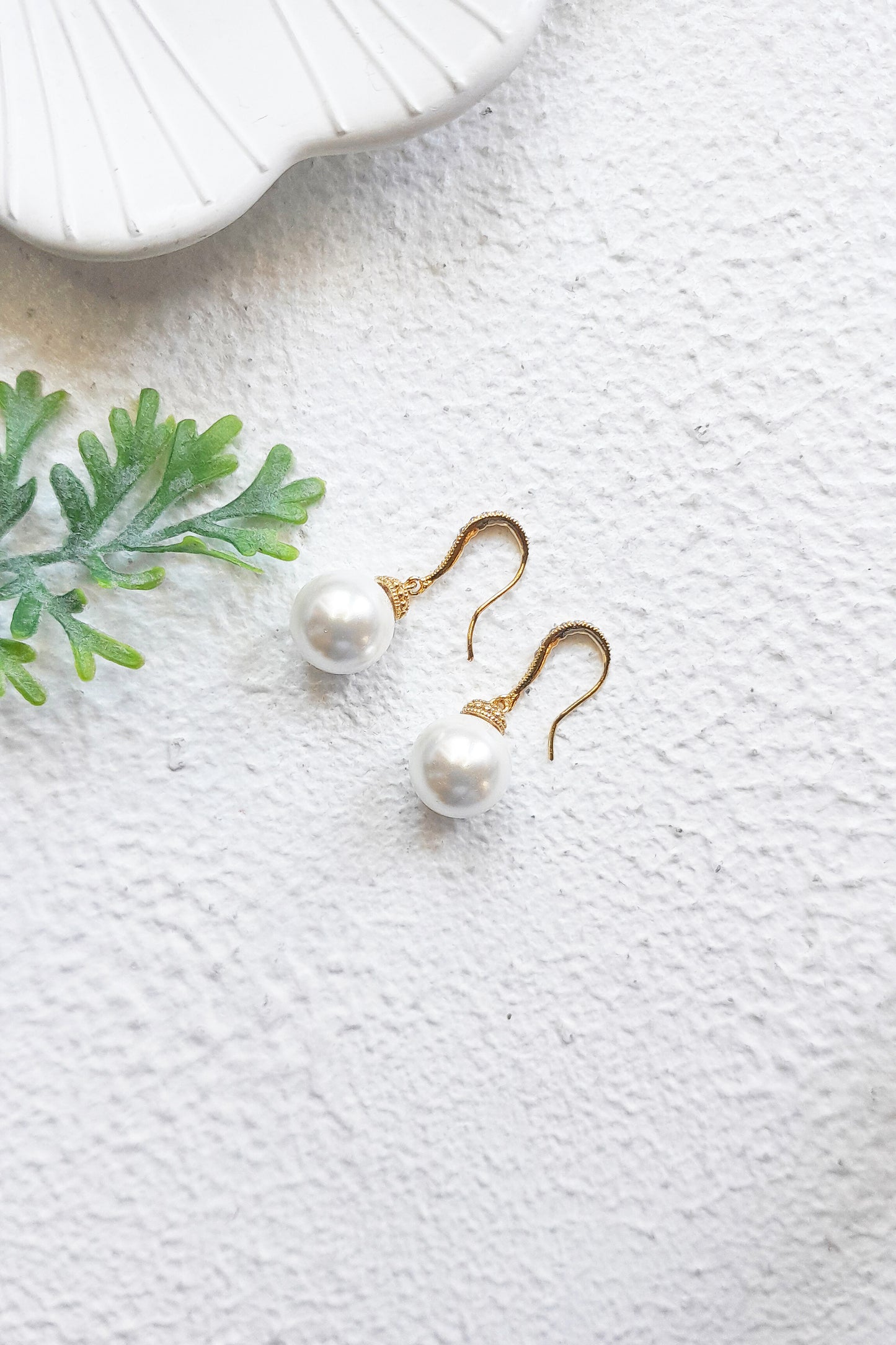 Pearl Drop Bridal Earrings CZ Hook