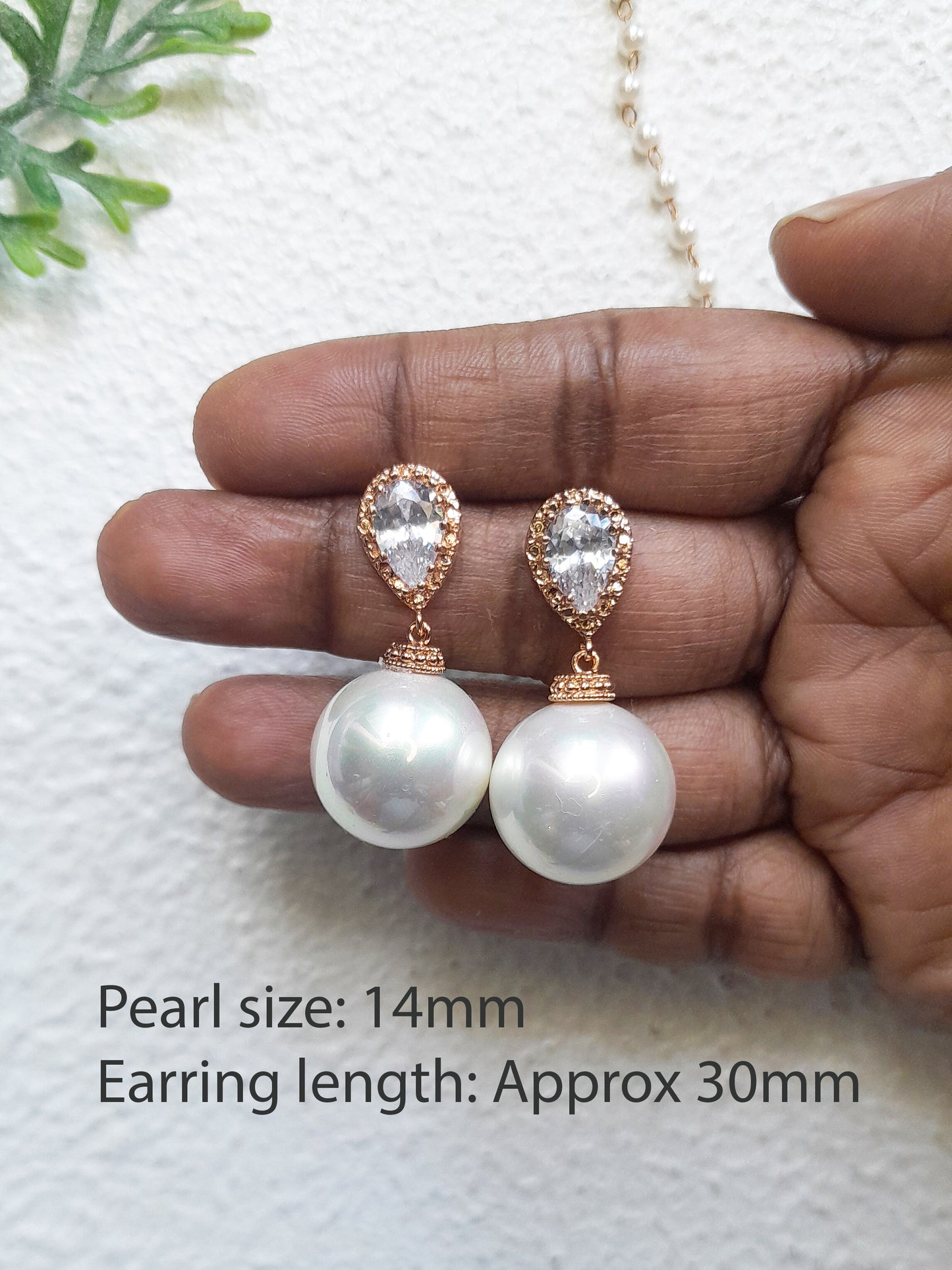 Pearl and Cubic Zirconia Drop Bridal earrings