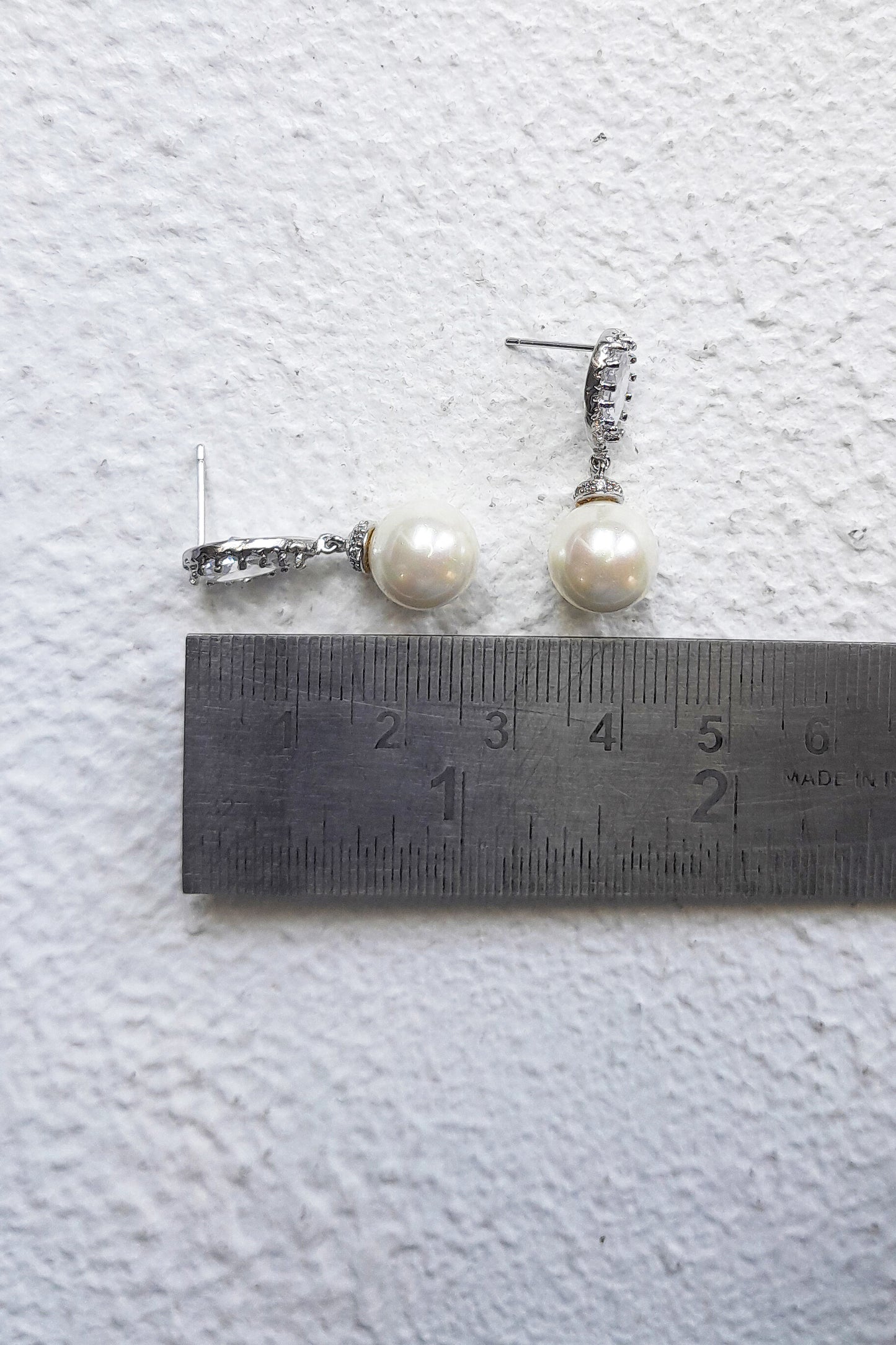 Pearl and Cubic Zirconia Drop Bridal earrings