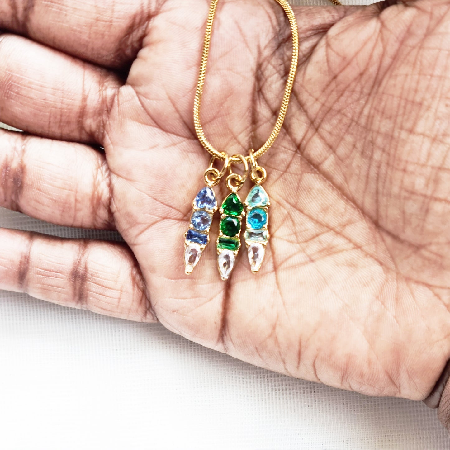 Gold Modern Ombre Birthstone Charm | 18k Gold Plated CZ Necklace