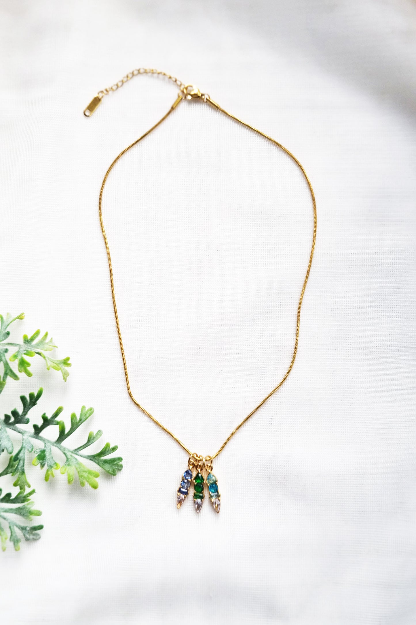 Gold Modern Ombre Birthstone Charm | 18k Gold Plated CZ Necklace