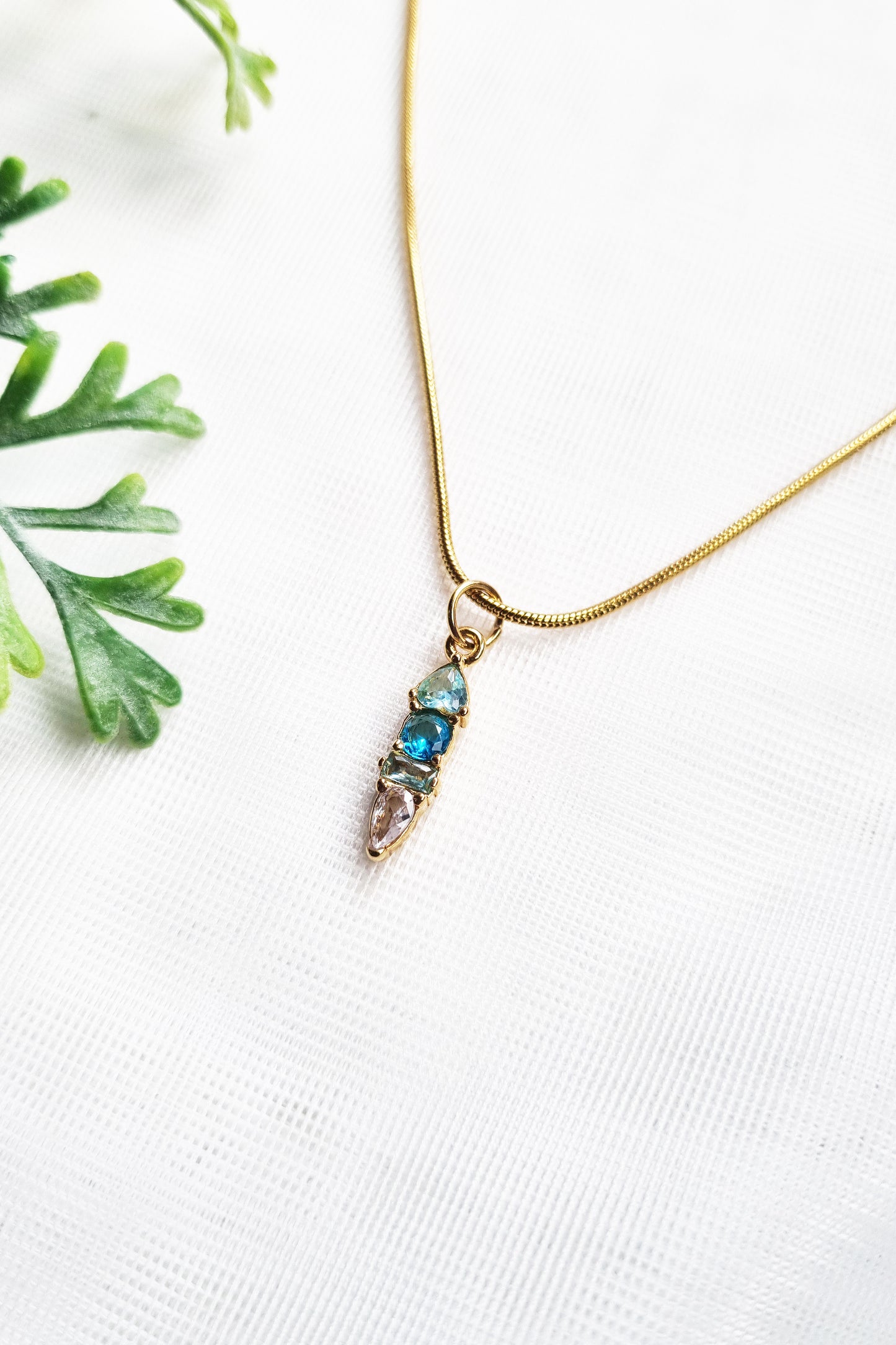 Gold Modern Ombre Birthstone Charm | 18k Gold Plated CZ Necklace