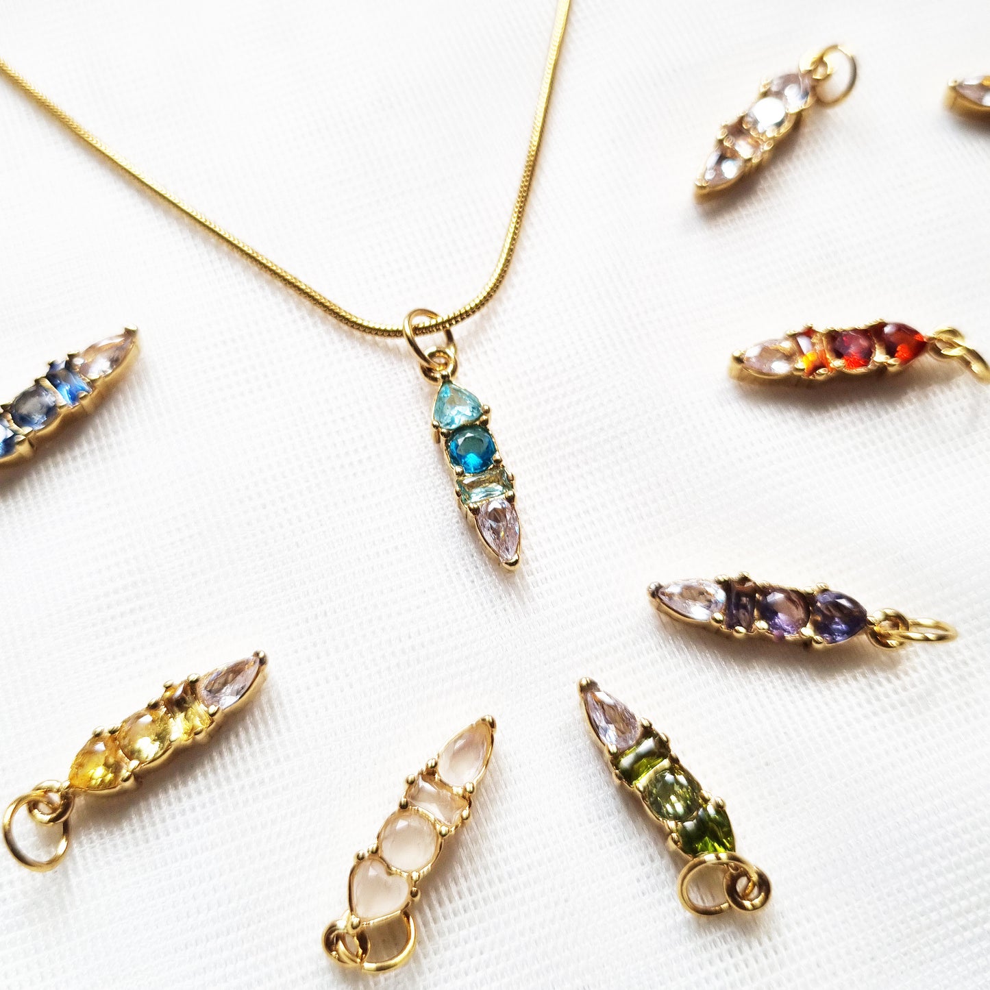 Gold Modern Ombre Birthstone Charm | 18k Gold Plated CZ Necklace