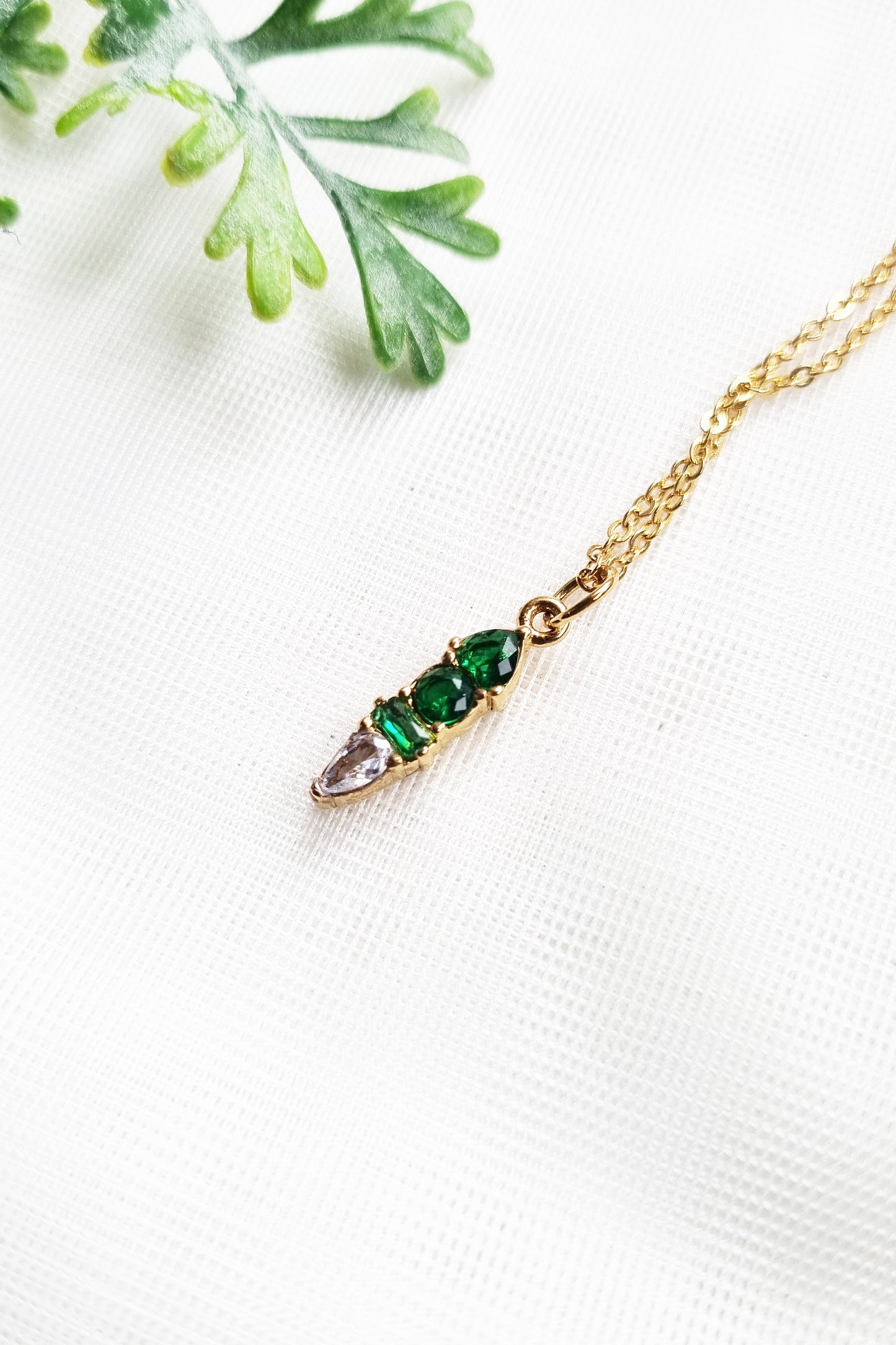 Gold Modern Ombre Birthstone Charm | 18k Gold Plated CZ Necklace