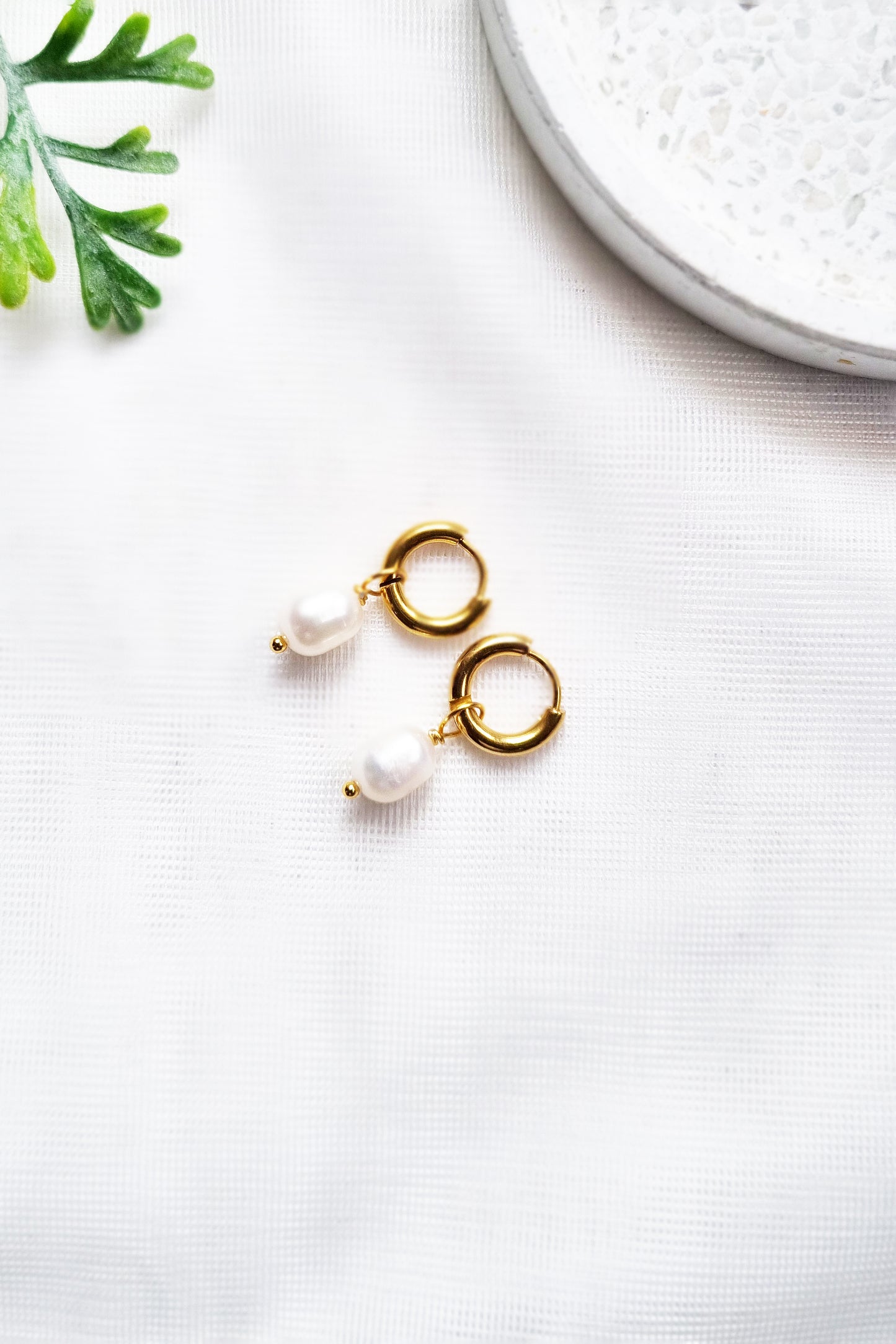 Dangle Pearl Earrings Set | Multi Piercing Gold