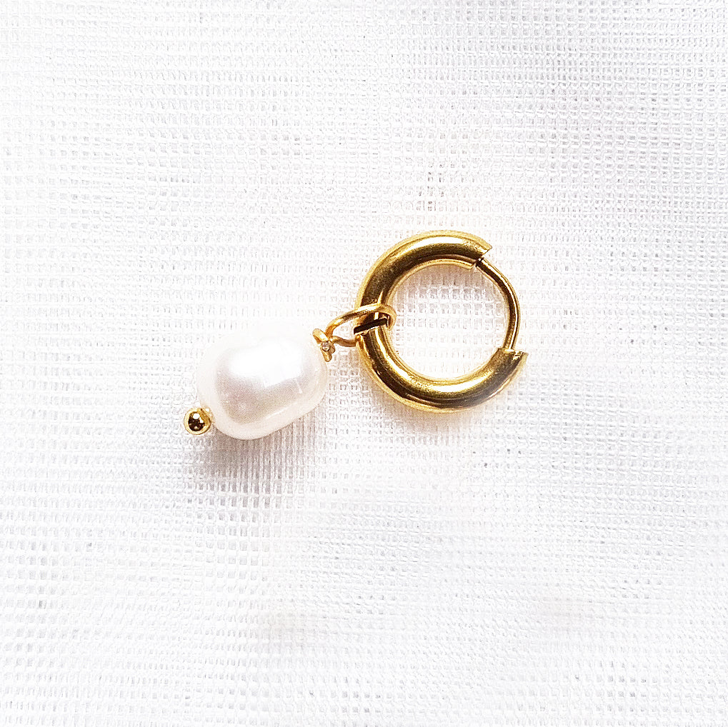 Dangle Pearl Earrings Set | Multi Piercing Gold
