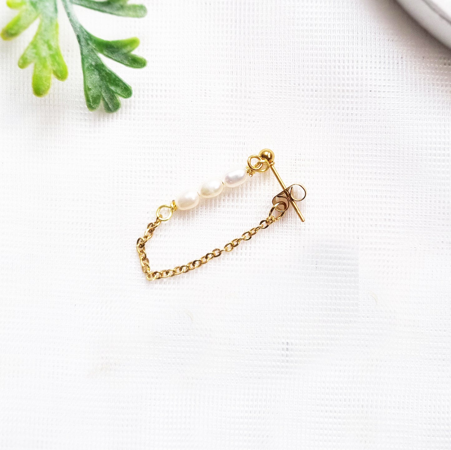 Dangle Pearl Earrings Set | Multi Piercing Gold