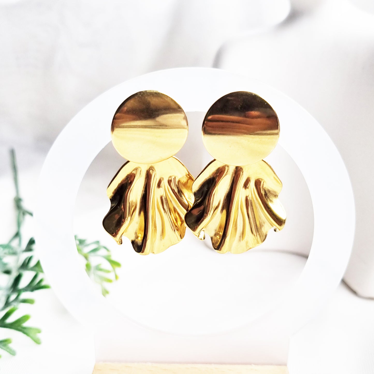 Sculptural Gold Statement Stud Earrings