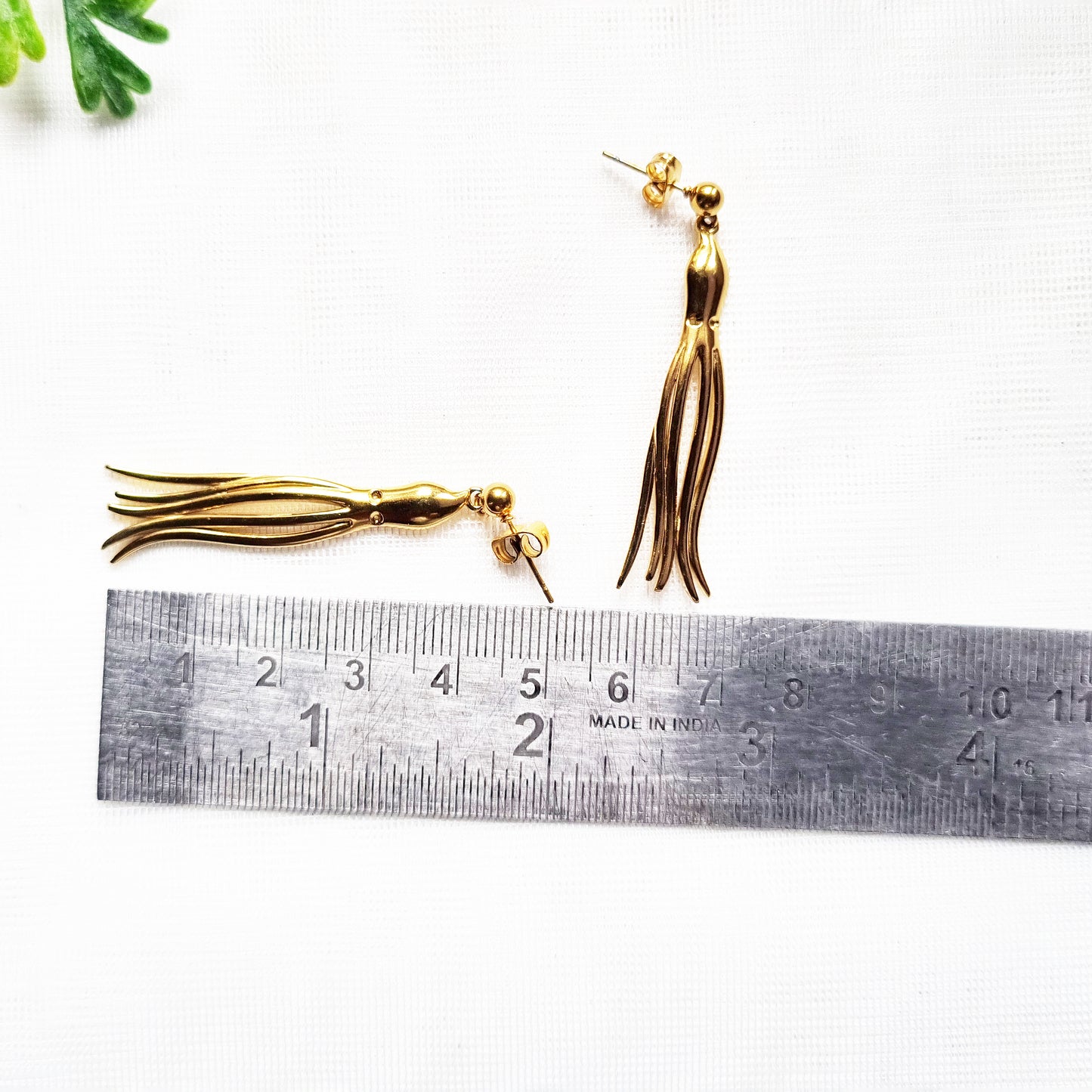 Gold Octopus Dangle Earrings - 18K Plated