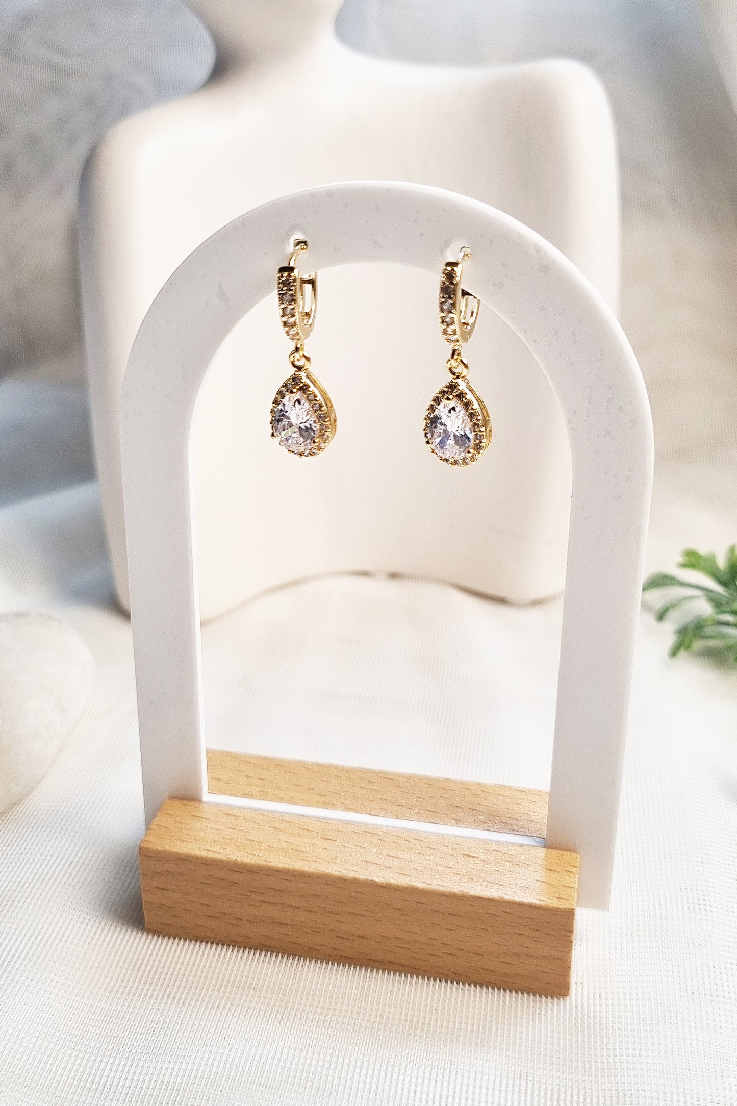 Petite CZ Dangle Hoop Earrings