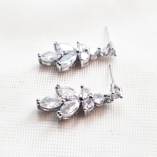 Marquise Crystal Silver Bridal Earrings