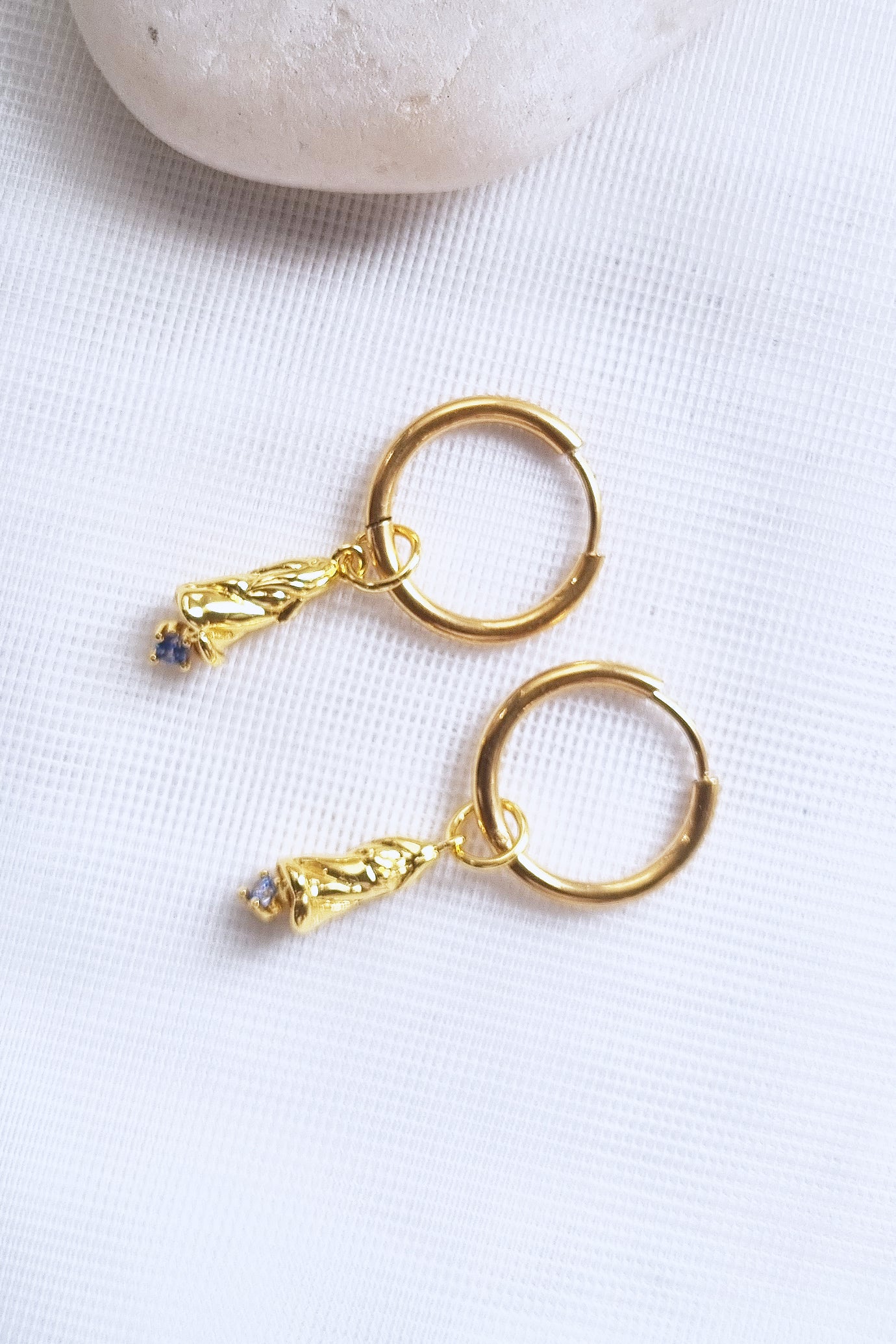 Birth Flower Hoop Earrings - 18K Gold Plated