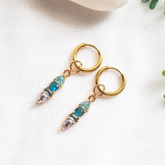 Modern Ombre Birthstone Gold Hoop Earrings