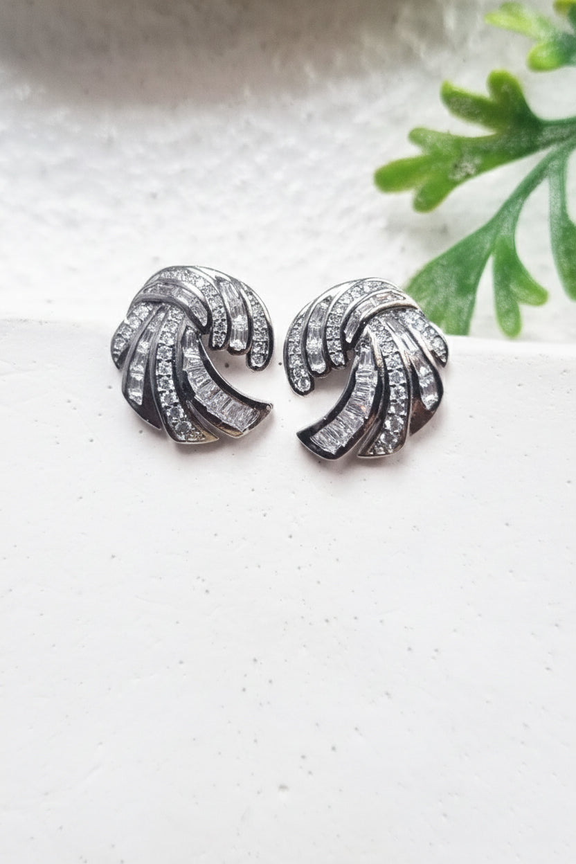Art Deco Silver CZ Earrings