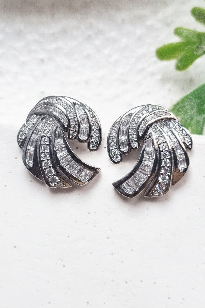 Art Deco Silver CZ Earrings