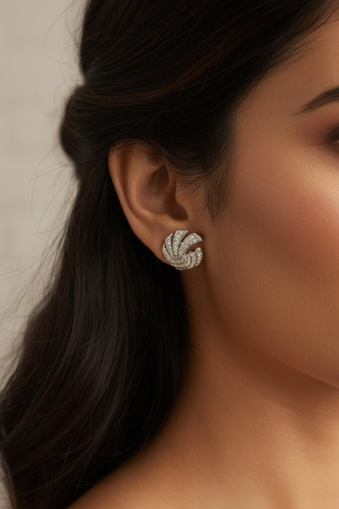 Art Deco Silver CZ Earrings