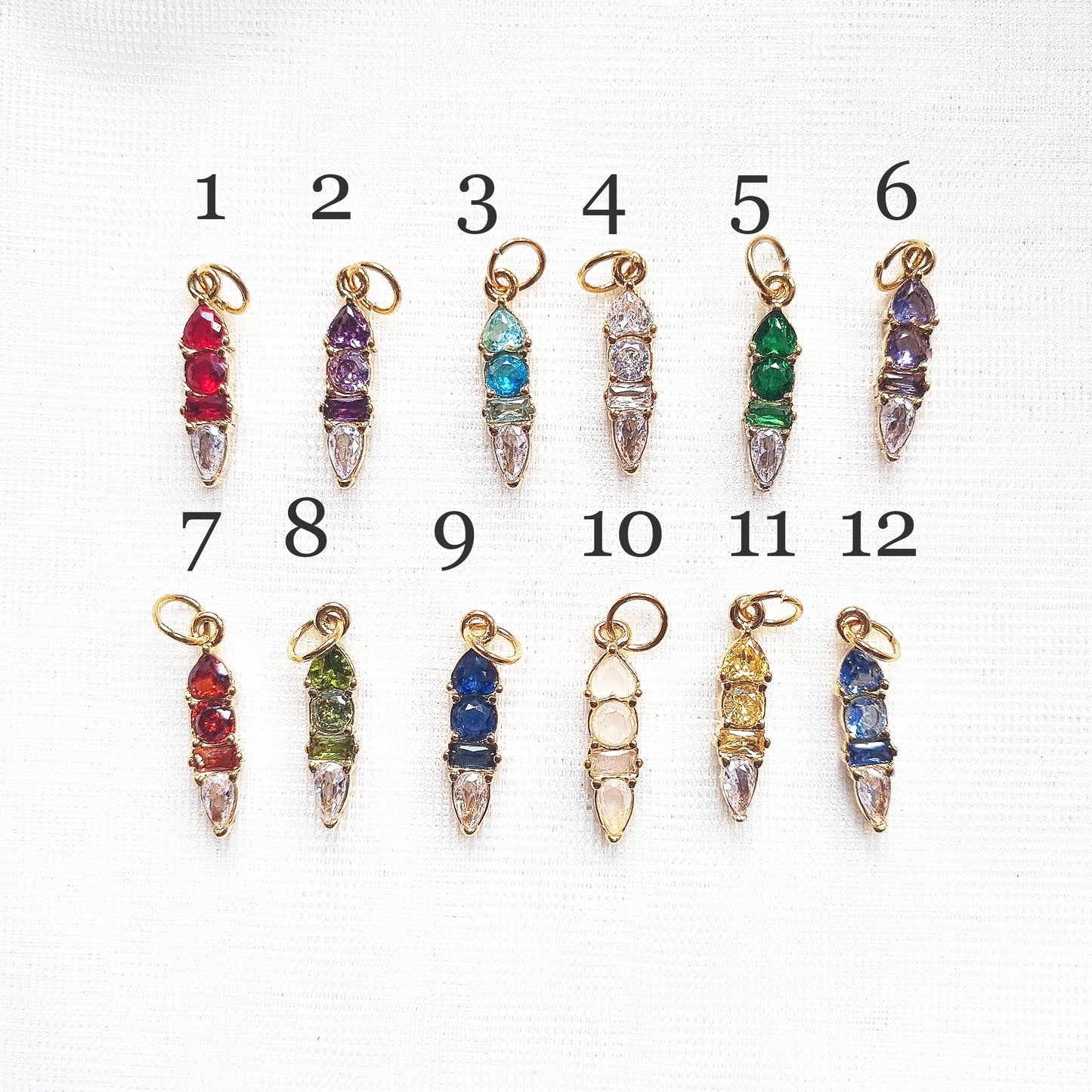 Gold Modern Ombre Birthstone Charm | 18k Gold Plated CZ Necklace