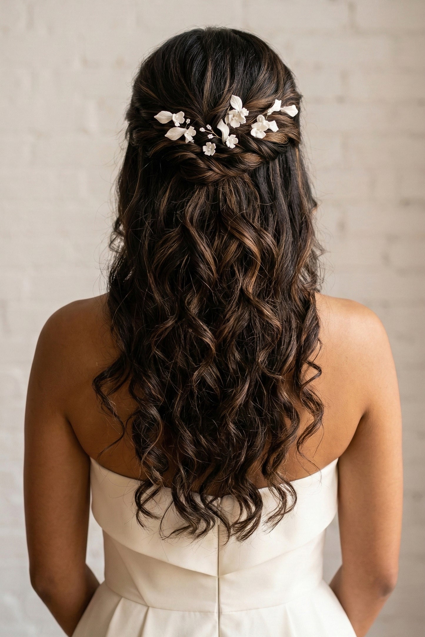 Ceramic Flower Bridal Hair Pins - Gold & Silver Wedding Sets