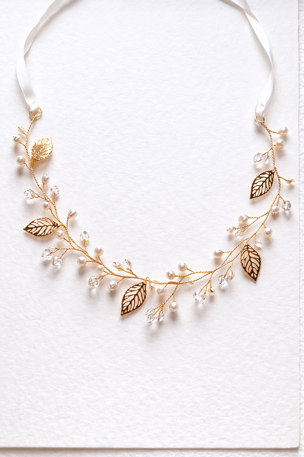 Minimalist Gold Leaf Hair Vine for Flower Girls & Bridesmaids