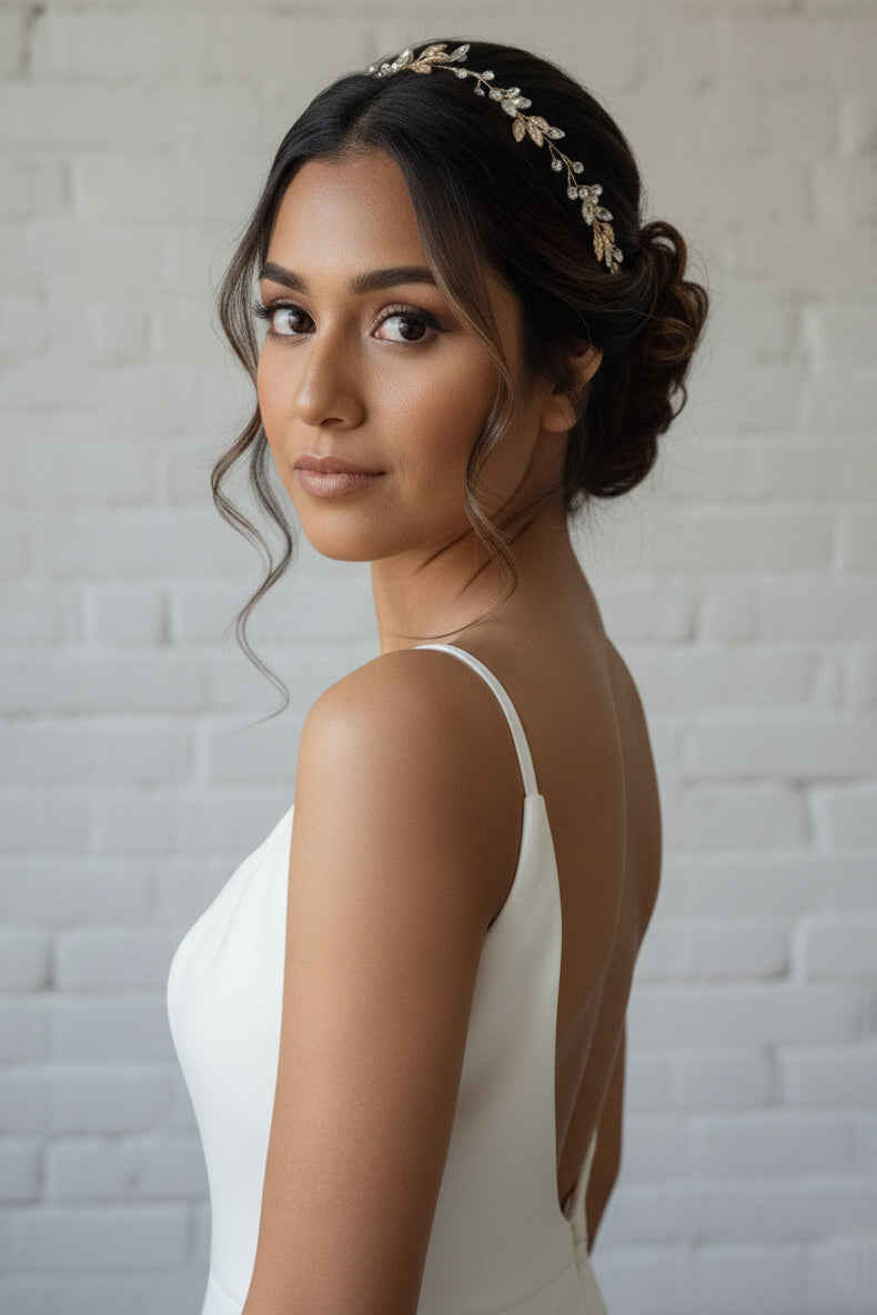 Dainty Leaf Crystal Hair Vine | Bridal