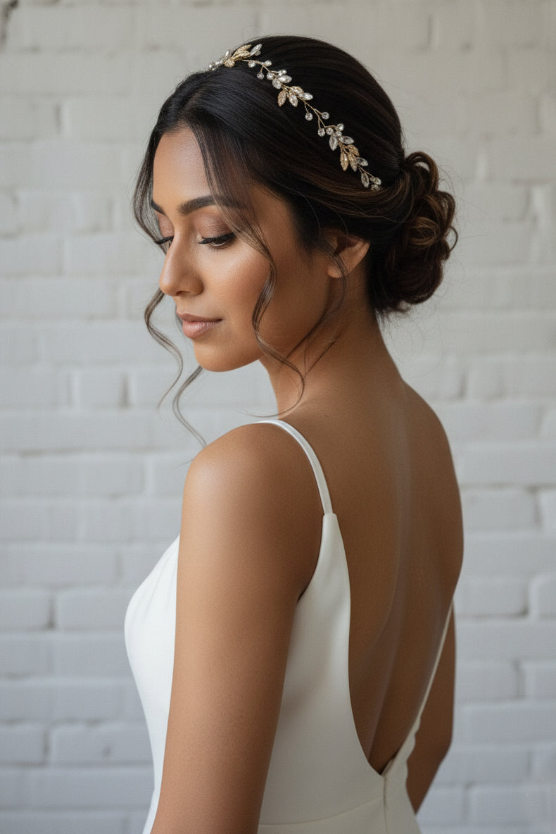 Dainty Leaf Crystal Hair Vine | Bridal
