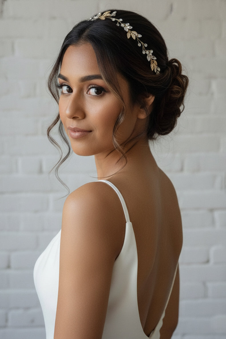 Dainty Leaf Crystal Hair Vine | Bridal