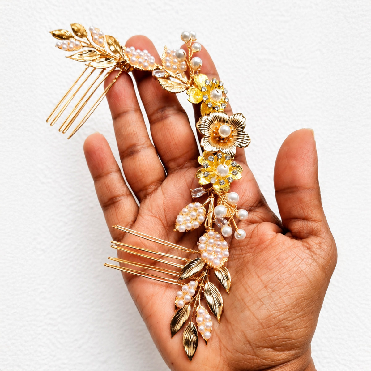 Gold Metal Flower Bridal Headpiece for Updo Finished With Comb