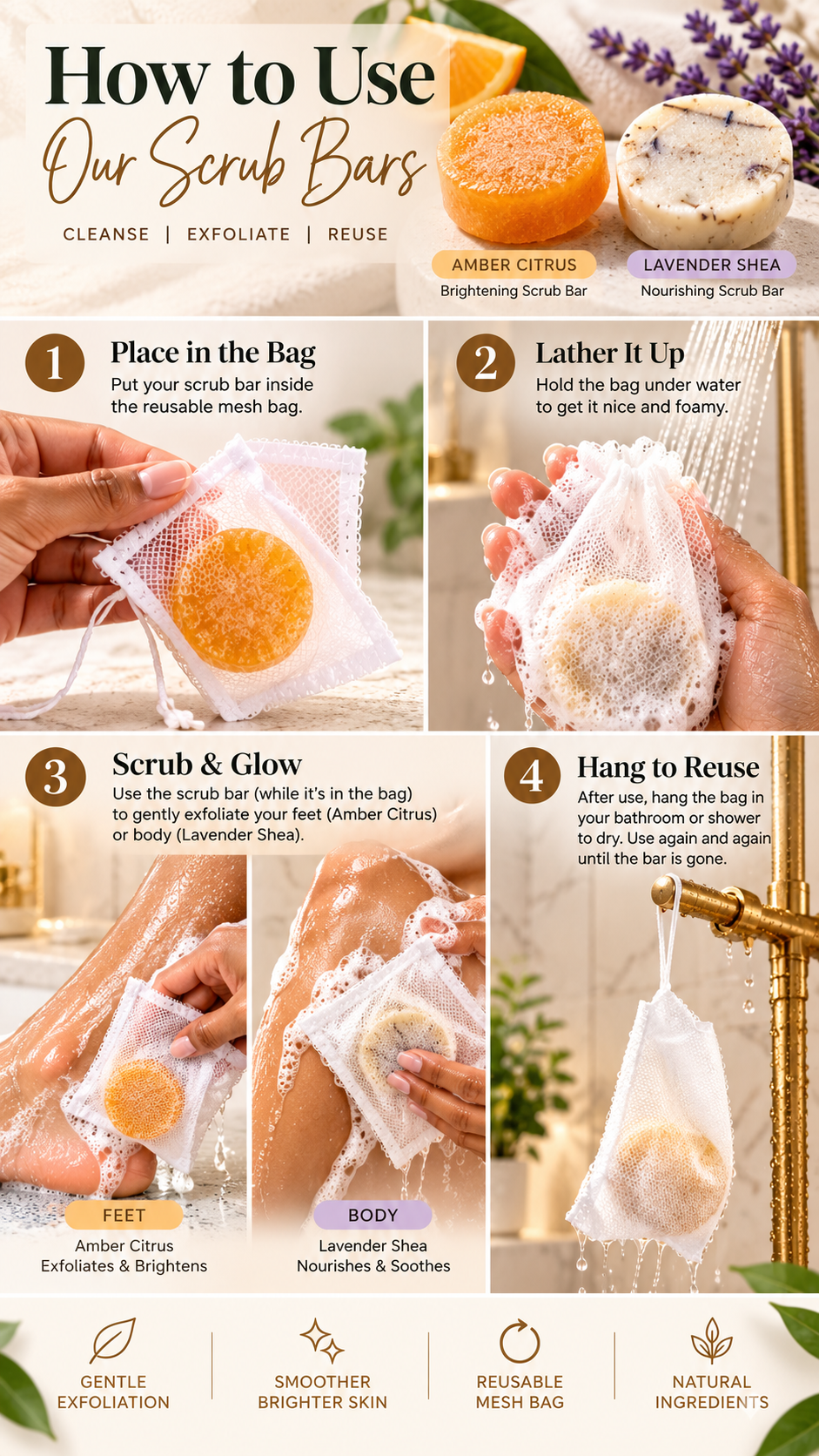 Lavender Body & Citrus Foot Scrub Bars | Exfoliating Scrub Duo – Set of 2 | Twixt Wellness