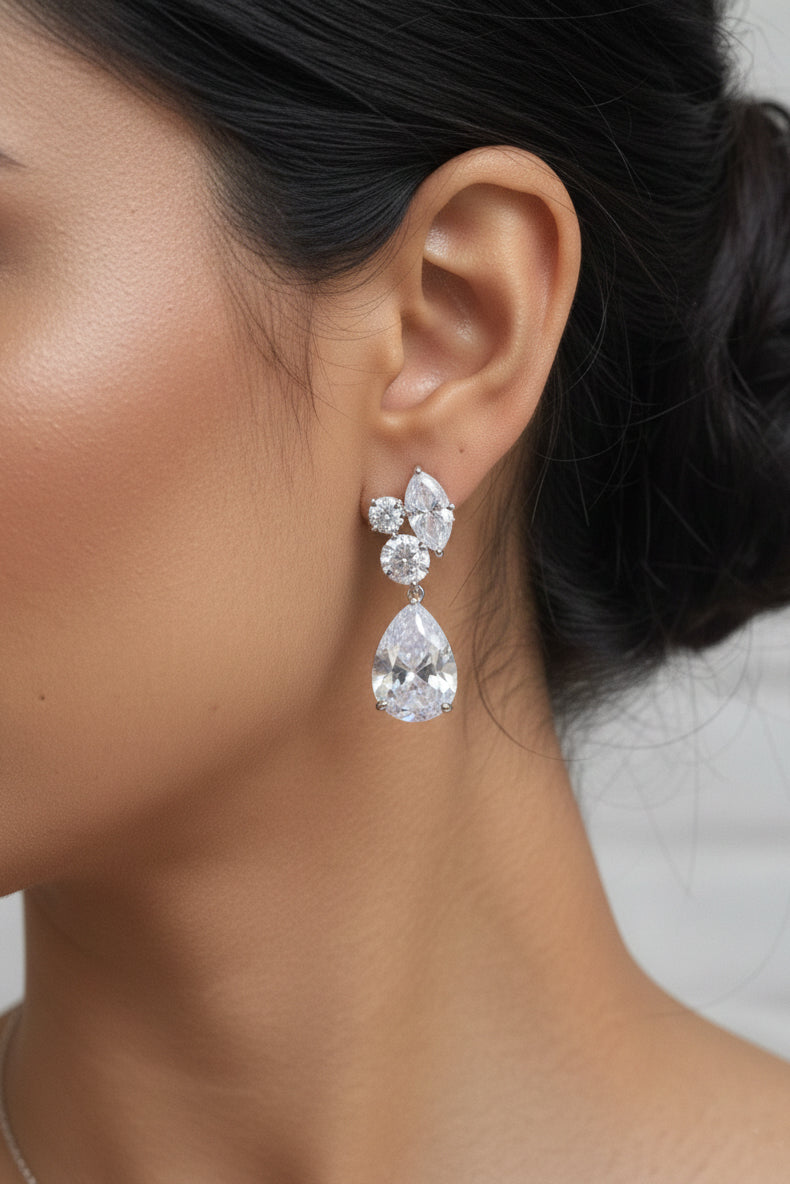 Marquise Crystal Nature Inspired Drop Earrings