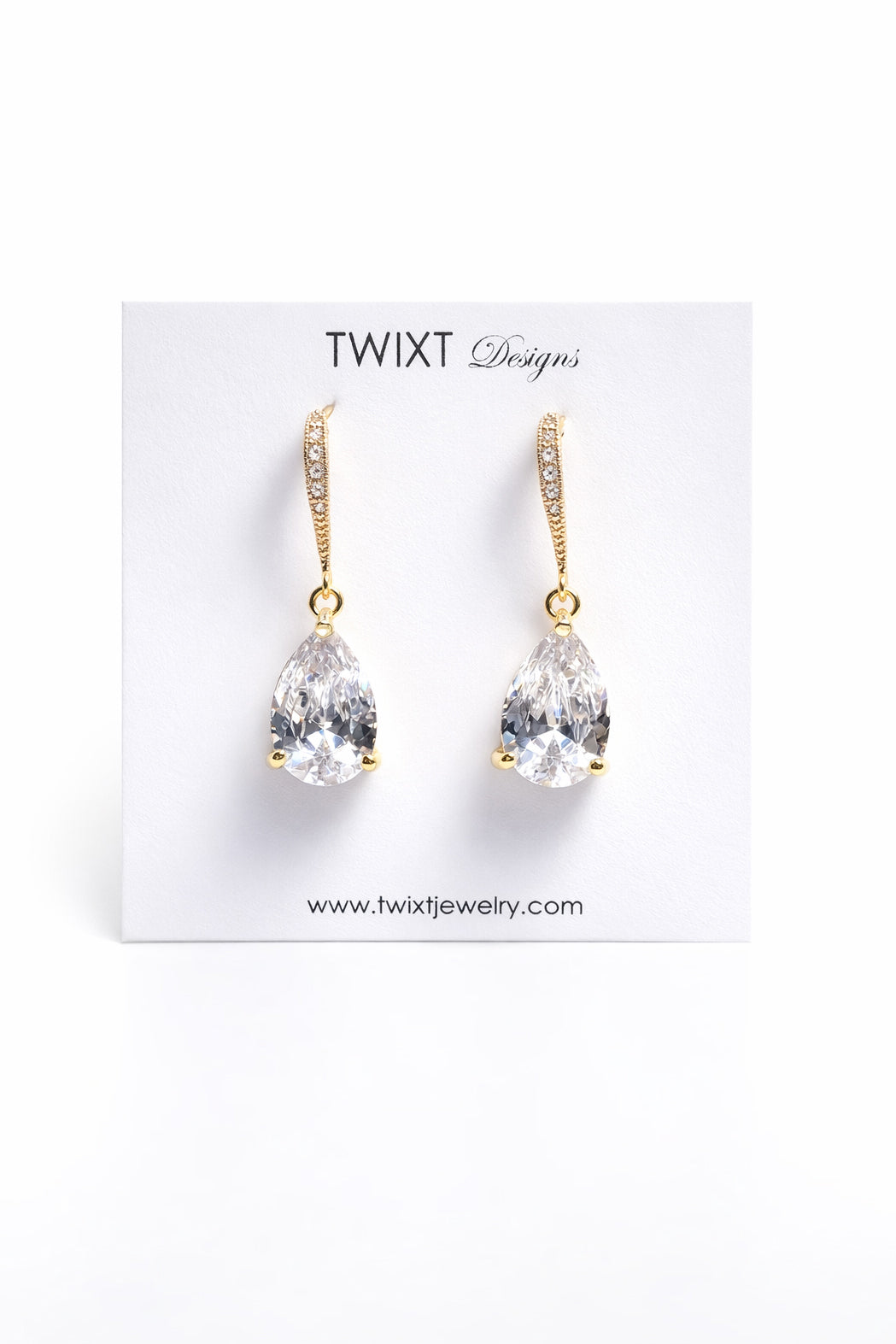 Sparkling Pear Cut Halo Earrings with Encrusted Hook