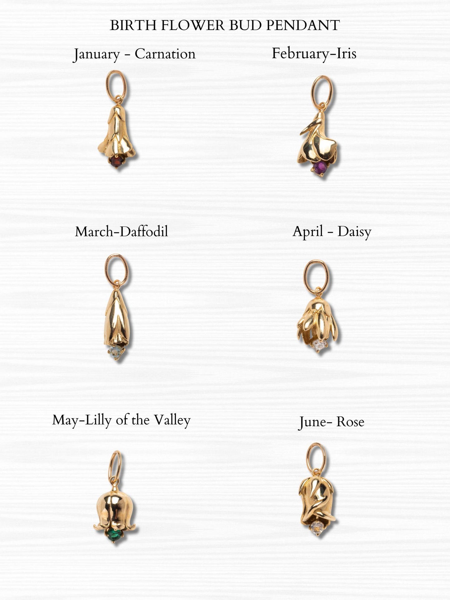Personalized Birth Flower Necklace - Gold