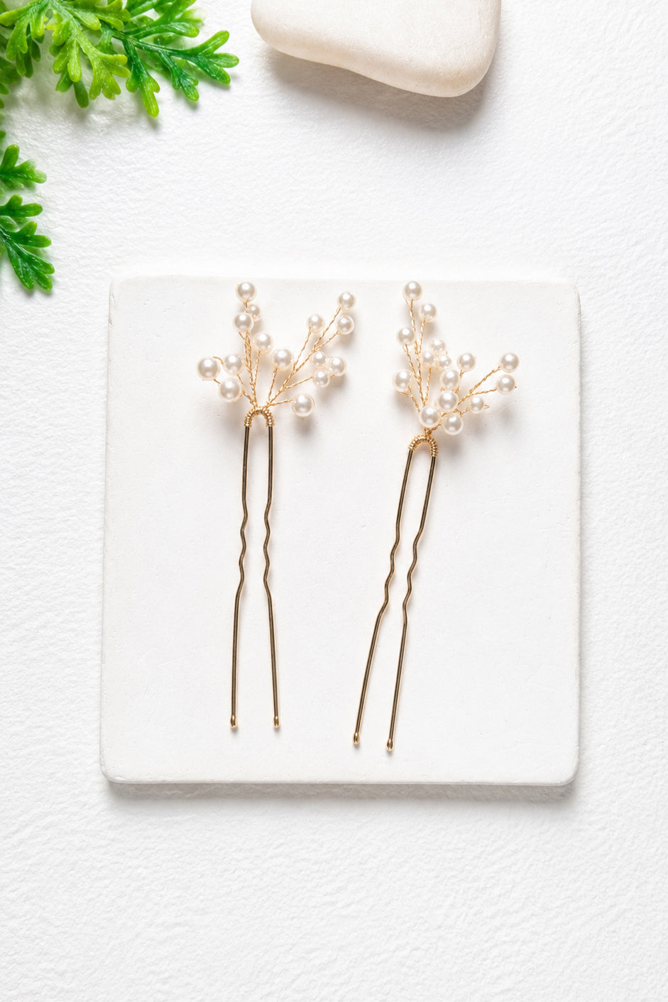 Gold Floral & Pearl Bridal Hair Accessory Set